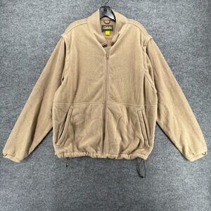 Cabelas Sweater Mens XL Tan Fleece Full Zip Convertible Sleeve Outdoors Hiking